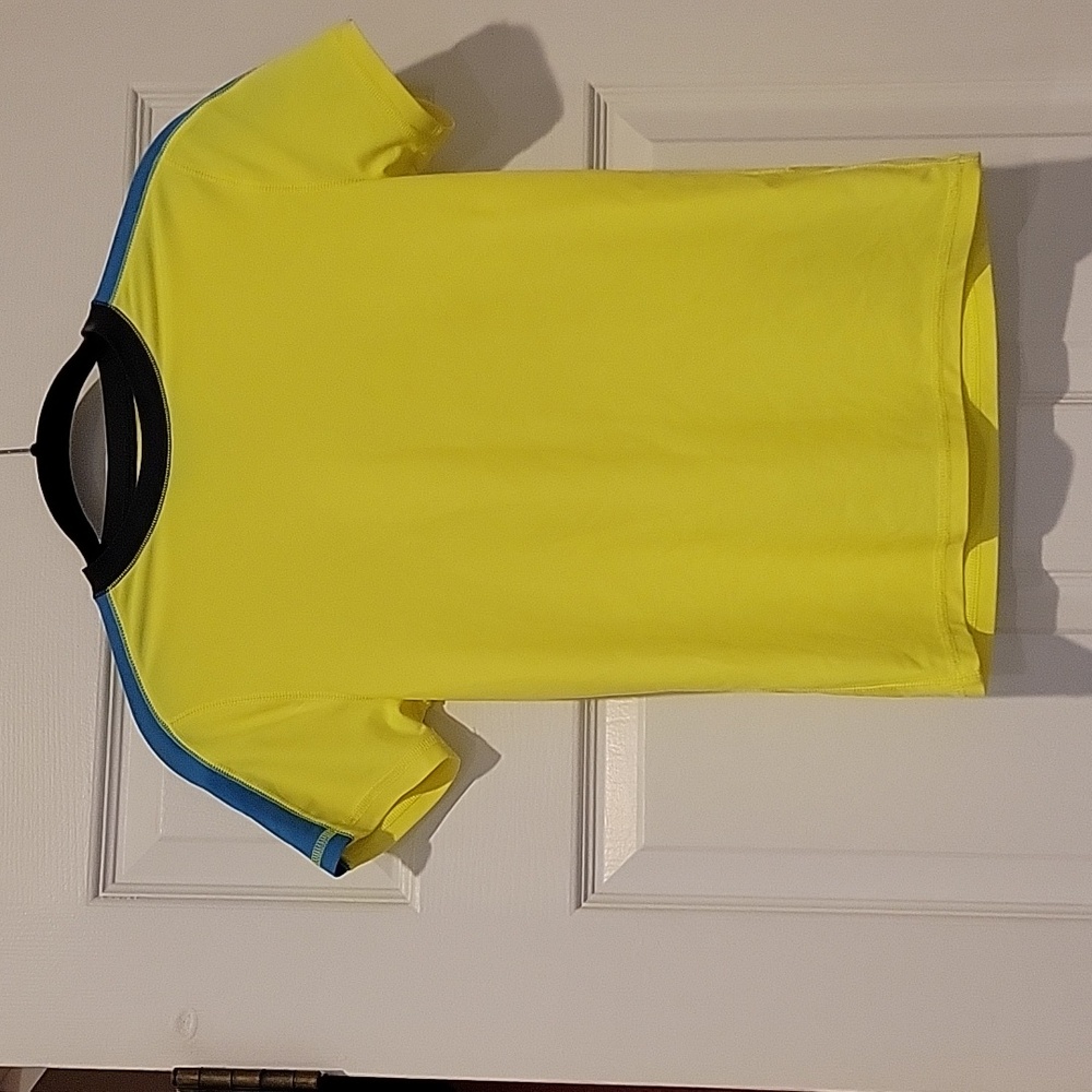 J Crew Crewcuts Yellow Rash Guard Swim Top with Blue Accents, Youth Size 10, EUC